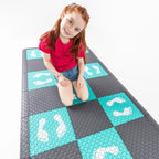 	jogo de lateralidade / piso modular vira vira / brincadeira coordenação motora / circuito motor infantil / tapete agilidade